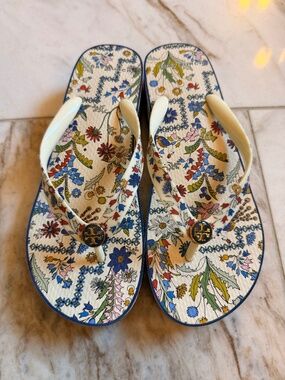 Tory Burch Floral Flip Flops